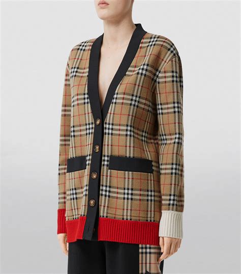 beige cable knit cardigan burberry|Check Wool Blend Cardigan in Snug .